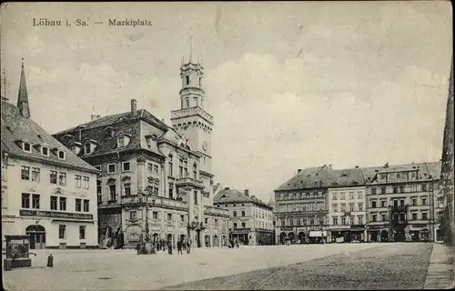 Ak Löbau in Sachsen, Marktplatz