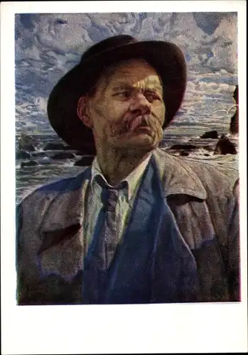 Künstler Ak Brodskij, Maxim Gorki, Portrait mit Hut, Sowjetische Propaganda, UdSSR, Sowjetunion