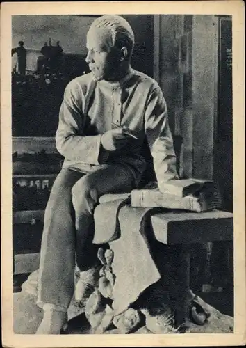 Ak Sowjetische Landwirtschaftsausstellung, Statue, UdSSR, Sowjetunion