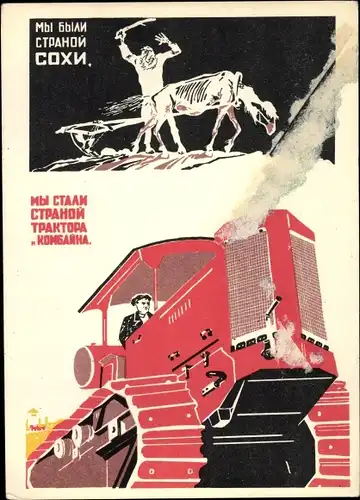 Künstler Ak Ivanov, Viktor, Sowjetische Propaganda, Traktor, Pflug, Kollektivbauer, UdSSR