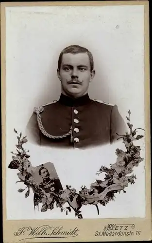 Foto Deutscher Soldat in Uniform, Fotograf Fr. Wilh. Schmidt, Metz Moselle
