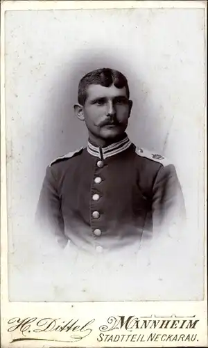 Foto Deutscher Soldat in Uniform, Fotograf H. Dittel, Neckarau Mannheim