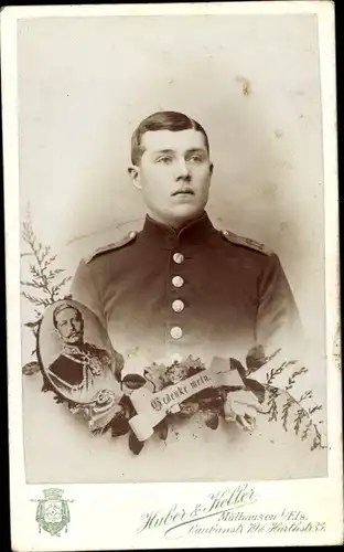 Foto Deutscher Soldat in Uniform, Fotograf Huber & Keller, Mulhouse Mülhausen Elsass Haut Rhin