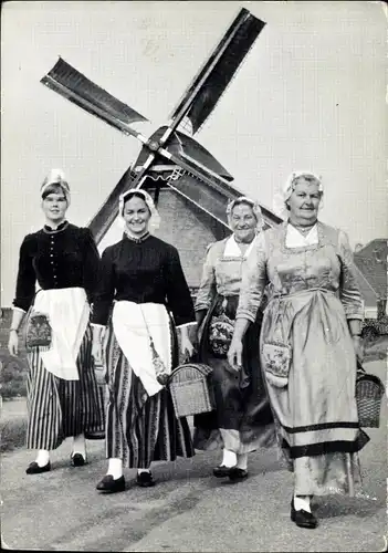 Ak Schagen Nordholland Niederlande, Westfriese markt Bai de molen