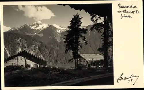 Ak Mayrhofen im Zillertal Tirol, Zimmereben mit Ahornspitze, Fotograf Hruschka