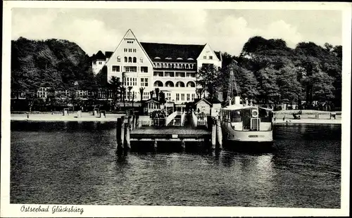 Ak Glücksburg an der Ostsee, Seebrücke