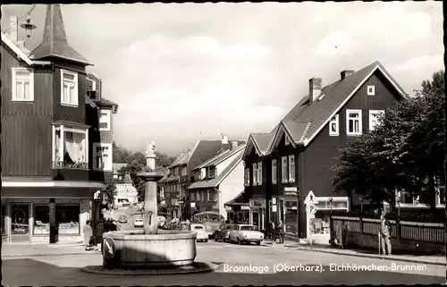 Ak Braunlage im Oberharz, Eichhörnchen Brunnen