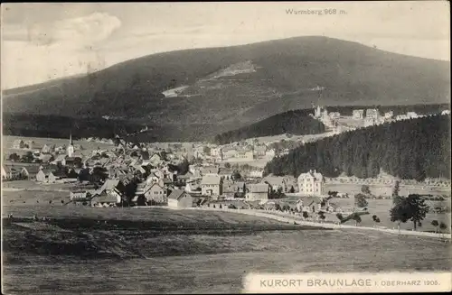 Ak Braunlage im Oberharz, Panorama, Wurmberg