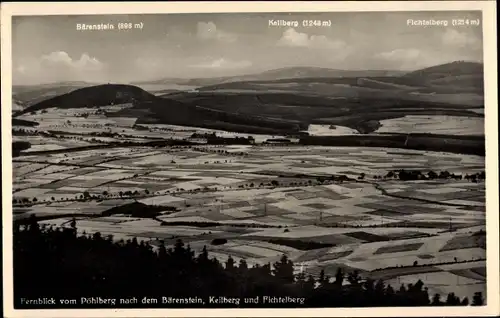 Ak Bärenstein Erzgebirge, Panorama, Kellberg, Fichtelberg