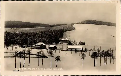 Ak Neudorf Sehmatal im Erzgebirge, Wintersportplatz Vierenstraße