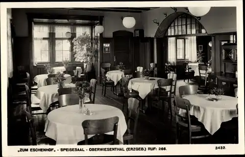 Ak Oberwiesenthal im Erzgebirge, Zum Eschenhof, Speisesaal