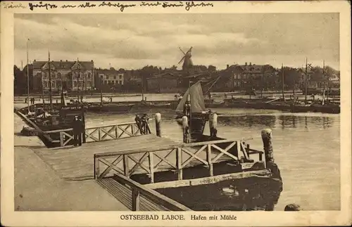 Ak Ostseebad Laboe, Hafen, Mühle