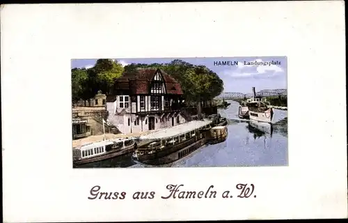 Ak Hameln an der Weser Niedersachsen, Landungsplatz