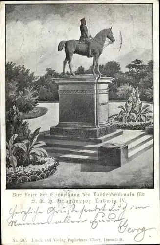 Ak Darmstadt in Hessen, Denkmal Ludwig IV.