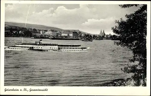 Ak Geisenheim am Rhein Hessen, Teilansicht, Salondampfer