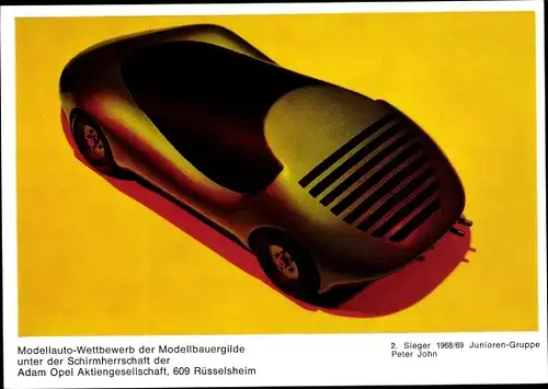 Ak Modellauto Wettbewerb der Modellbauergilde, Adam Opel AG, 2. Sieger 1968/69 Junioren, Peter John