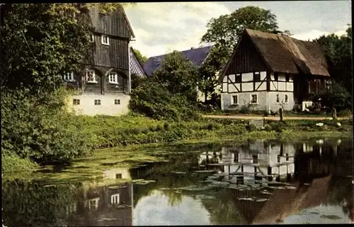 Künstler Ak Meissner und Buch Serie 1907, Am Dorfteich, Häuser