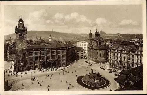 Ak Praha Prag, Altstädter Ringplatz, Rathaus, Husdenkmal