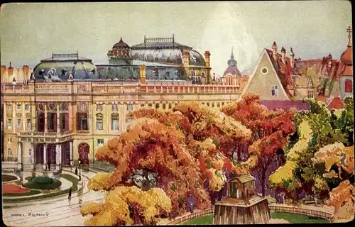 Künstler Ak Cerny, K., Pressburg Bratislava Slowakei, Schloss, Garten, Platz