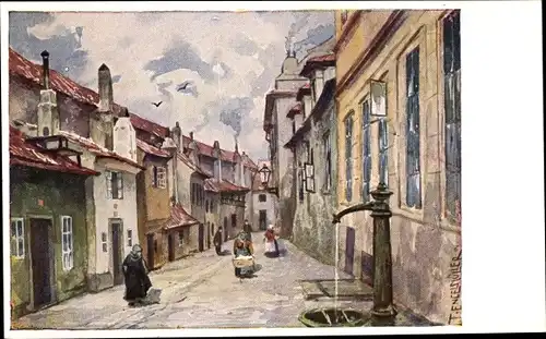 Künstler Ak Engelmüller, F., Praha Prag, La Ruelle d'Or, Zlatá ulicka, Goldenes Gässchen