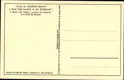 Künstler Ak Eiland, Erich, Das Licht leuchtet in der Finsternis, Seele der Heimat