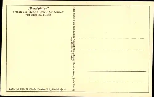 Künstler Ak Eiland, Erich, Berghütten, Seele der Heimat