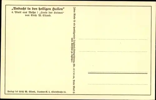 Künstler Ak Eiland, Erich, Andacht in den heiligen Hallen, Seele der Heimat