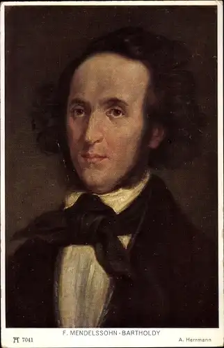 Künstler Ak Herrmann, A., Komponist F. Mendelssohn Bartholdy, Portrait