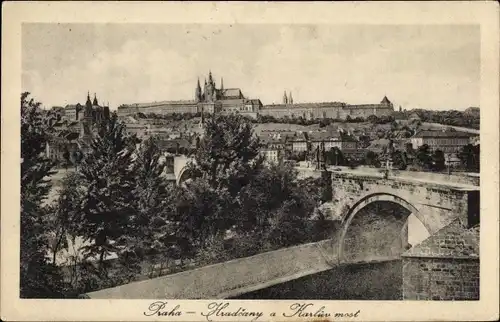 Ak Praha Prag Tschechien, Hradcany, Karluv most, Hradschin, Karlsbrücke