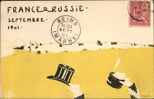 Künstler Ak Farnier, H., France et Russie Septembre 1901, Frankreich, Russland