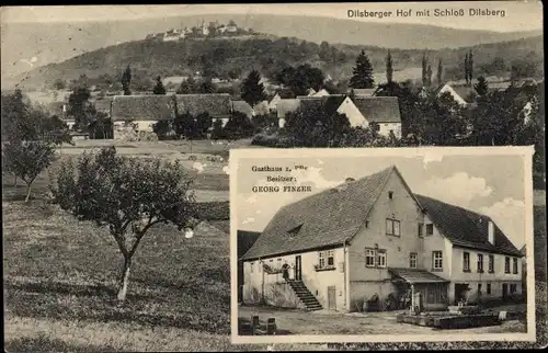 Ak Dilsberg Neckargemünd am Neckar, Panorama, Dilsberger Hof, Schloss, Gasthaus