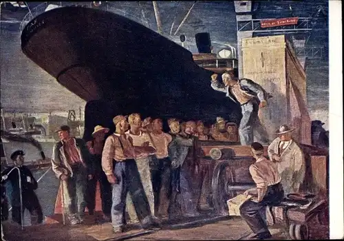 Künstler Ak Sojwetunion, Ausstellung 15 Jahre Rote Armee, Arbeiterprotest im Hafen 1920