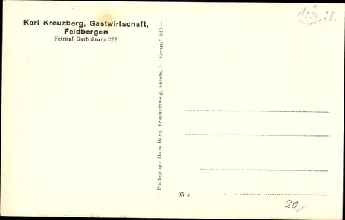 Ak Feldbergen Söhlde in Niedersachsen, Kriegerdenkmal, Gastwirtschaft Karl Kreuzberg