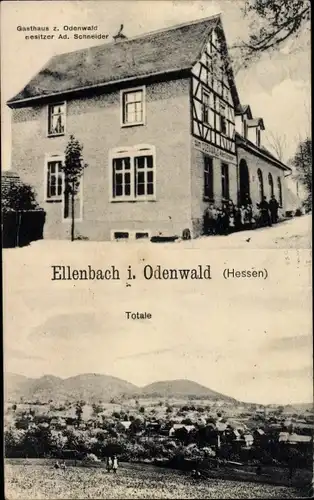 Ak Ellenbach Fürth im Odenwald, Panorama, Gasthaus zum Odenwald