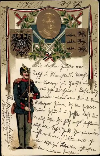 Präge Wappen Ak Stuttgart, Regimentssoldat