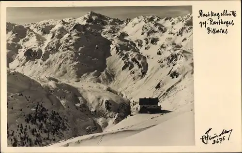Ak Tirol, Rastkogelhütte gegen Rastkogel, Zillertal, Fotograf Hruschka