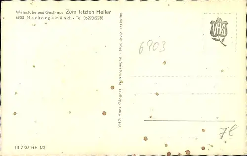 Ak Neckargemünd am Neckar, Gasthof Zum letzten Heller