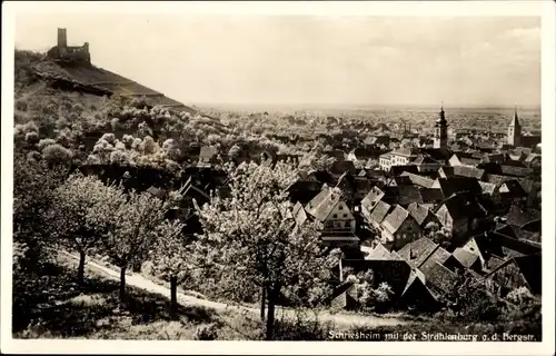 Ak Schriesheim an der Bergstraße, Gesamtansicht mit Strahlenburg