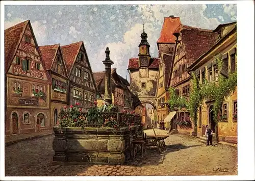 Künstler Ak Mössler, L., Rothenburg ob der Tauber Mittelfranken, Markusturm