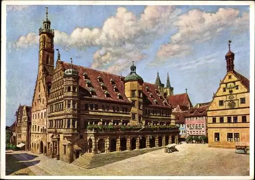 Künstler Ak Ohmayer, Max, Rothenburg ob der Tauber Mittelfranken, Rathaus