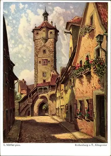 Künstler Ak Mößler, L., Rothenburg ob der Tauber Mittelfranken, Klingentor