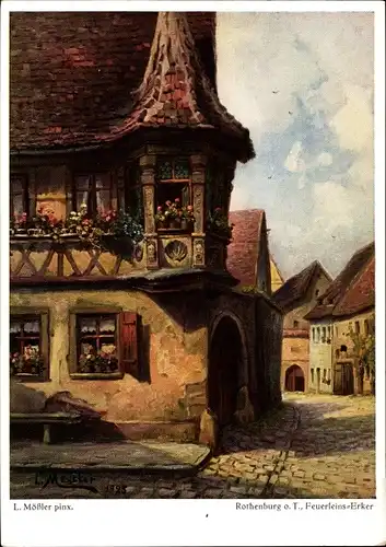 Künstler Ak Mößler, L., Rothenburg ob der Tauber Mittelfranken, Feuerleinserker