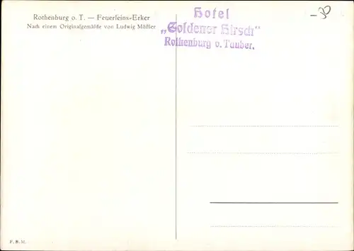 Künstler Ak Mößler, L., Rothenburg ob der Tauber Mittelfranken, Feuerleinserker