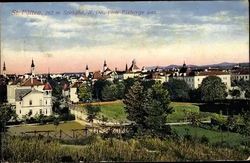 Ak Sankt Pölten in Niederösterreich, Blick auf den Ort vom Eisberg aus
