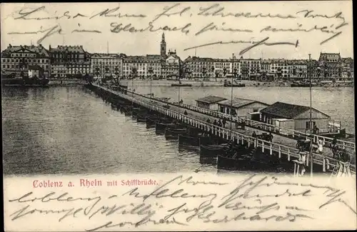 Ak Koblenz am Rhein, Schiffbrücke