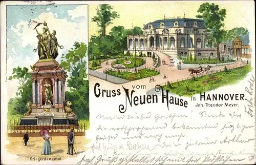 Litho Hannover in Niedersachsen, Kriegerdenkmal, Neues Haus