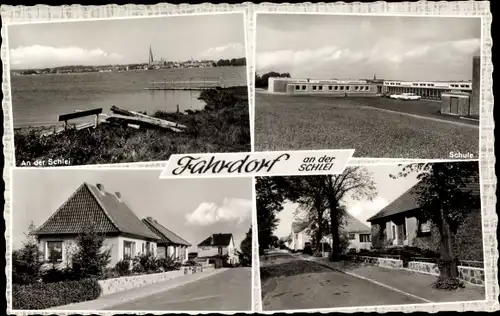 Ak Fahrdorf in Holstein, Schleipartie, Schule, Straßen