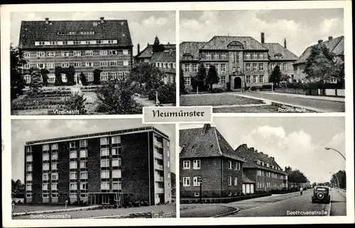 Ak Neumünster in Holstein, Vizelinstift, Roonschule, Beethovenstraße