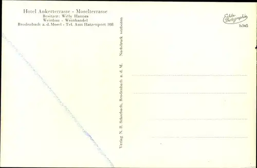 Ak Brodenbach an der Mosel, Hotel Anker-Terrasse