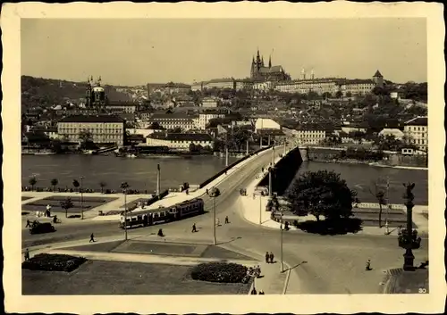 Ak Praha Prag Tschechien, Hradcany, Hradschin, Straßenbahn